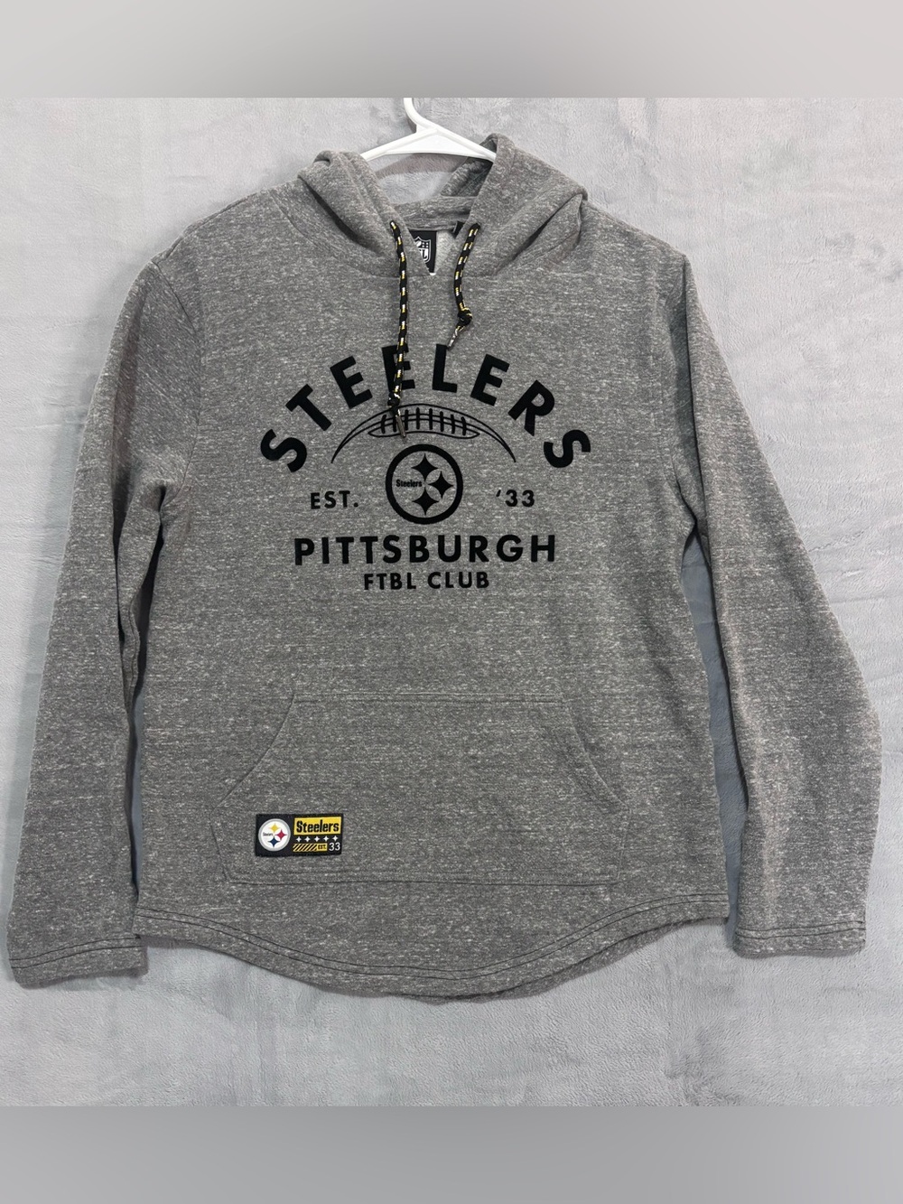 NFL Team Apparel Pittsburgh Steelers Hoodie Gray Pullover Sweatshirt Small